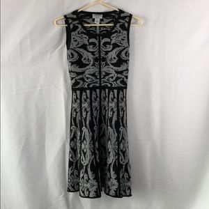 Carmen Marc Valvo black & grey fitted dress